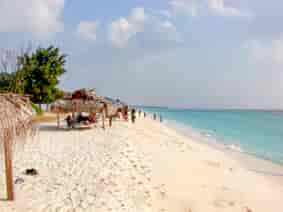 Huts dot the Kadmat beach: Among SetMyTrip's Lakshadweep Vacation Packages often Kadmat island stand tall for its long sloping white sand stretches bordered by turquoise lagoon. Spend hours on the beach and relax in beachside thatched shacks.